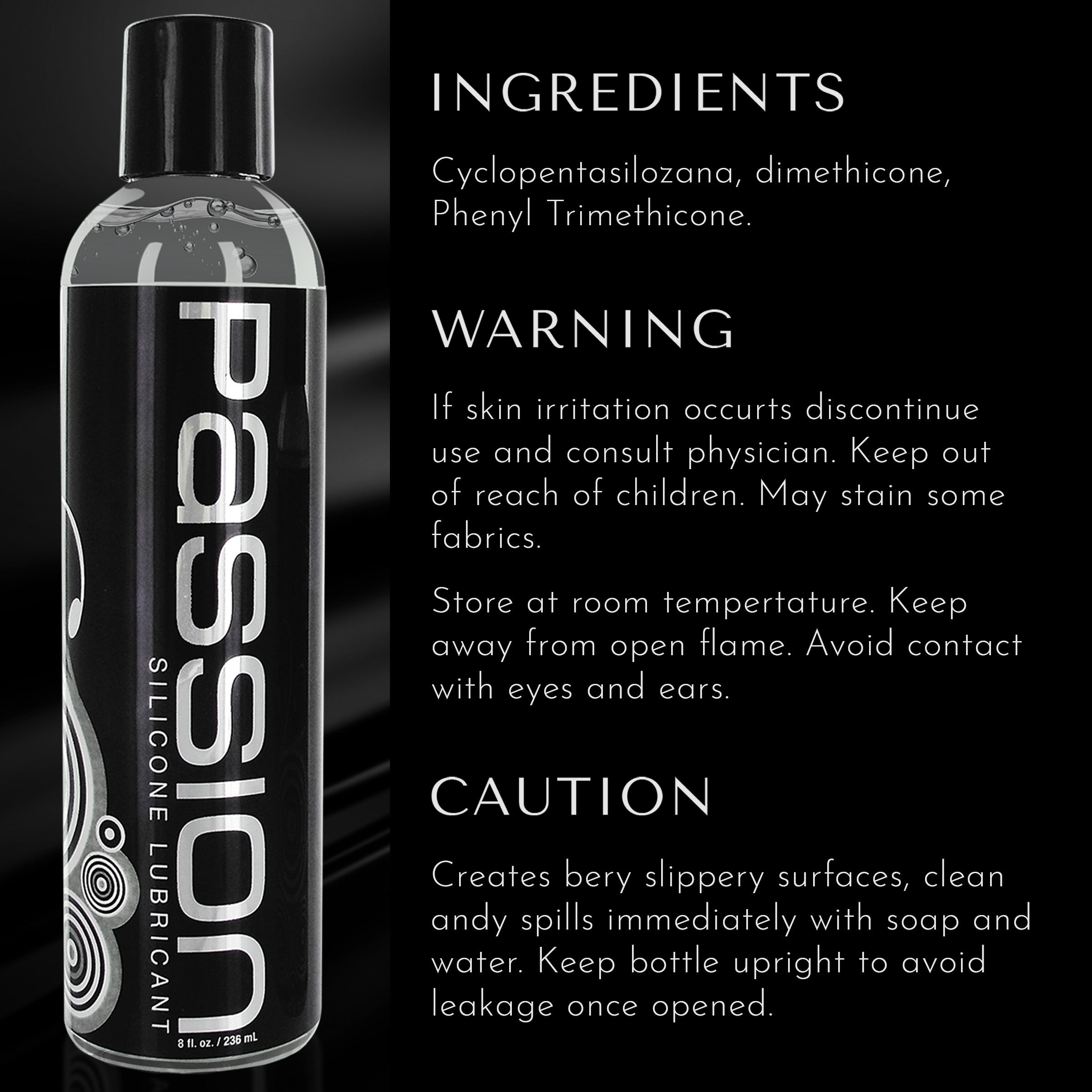 Passion Premium Silicone Lubricant - Oz