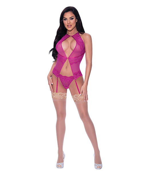 Berrylicious Lace Halter Basque &amp; G-string Pink