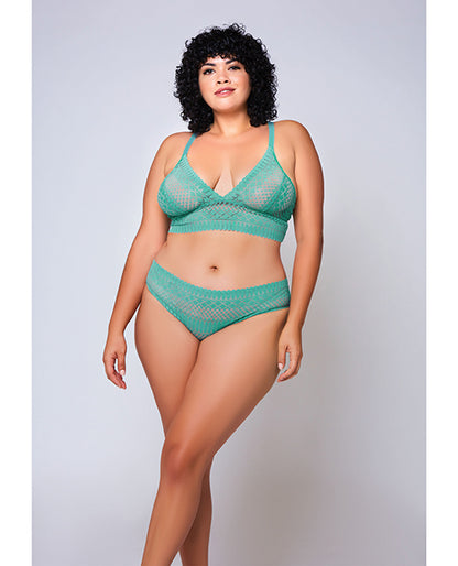 Geometric Lace Bralette &amp; Hipster Teal