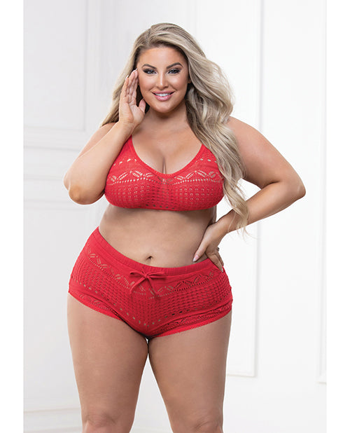 Knit Bralette &amp; Cheeky Shorts Flame Scarlet