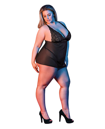 Sexy Time Zoey Babydoll w/Flyaway Back Black QN