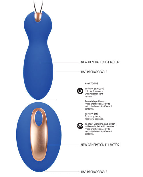 Shots Elegance Dual Vibrating Bullet &amp; Remote - Blue
