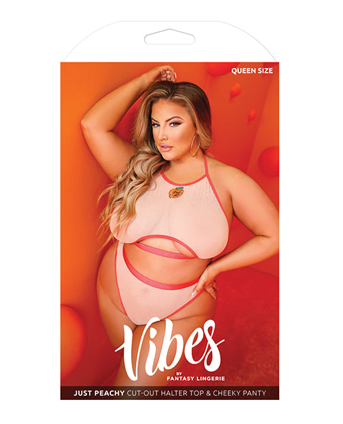 Just Peachy Cut Out Halter Top &amp; Cheeky Panty Nude QN
