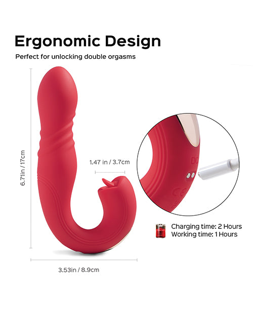 Joi App Controlled Thrusting G-spot Vibrator &amp; Clit Licker