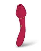 Secret Kisses Rosegasm Twosome Dual Ended Rose Bud w/Clitoral Suction &amp; G-Spot Vibe - Red