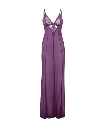 Katana Mesh &amp; Eyelash Lace Gown - Purple 1X/2X