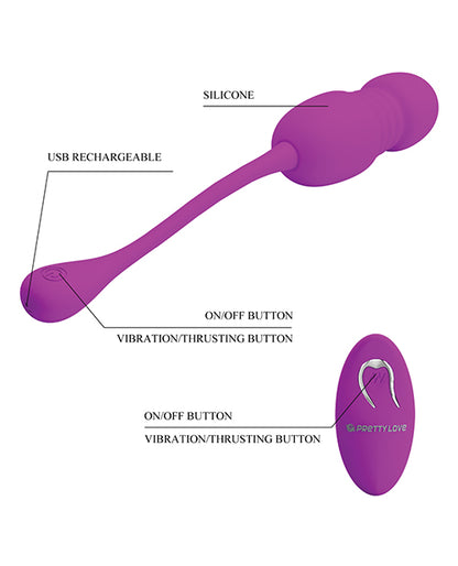 Pretty Love Callieri Remote Thrusting &amp; Vibrating Egg - Fuchsia