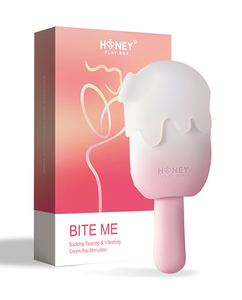 Bite Me Sucking, Tapping &amp; Vibrating Cream Pop Stimulator - Pink/White