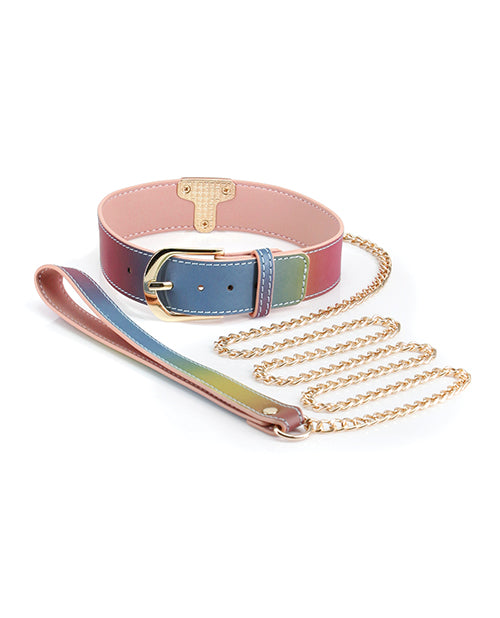 Spectra Bondage Collar &amp; Leash - Rainbow