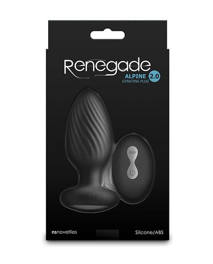 Renegade Alpine 2.0 Gyrating &amp; Vibrating Butt Plug w/Remote - Black
