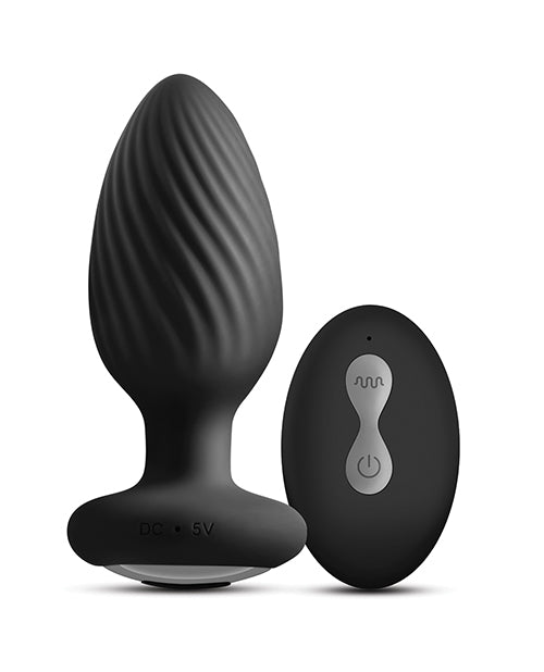 Renegade Alpine 2.0 Gyrating &amp; Vibrating Butt Plug w/Remote - Black