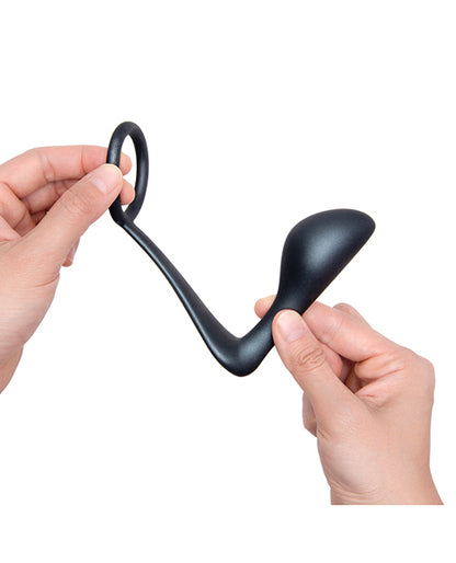 B-Vibe Butties Ringer Cock Ring &amp; Prostate Plug - Black