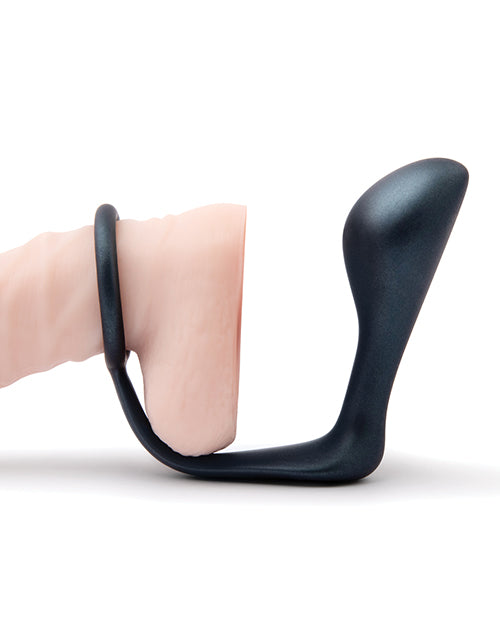 B-Vibe Butties Ringer Cock Ring &amp; Prostate Plug - Black