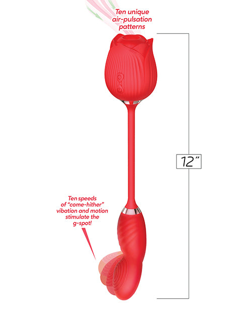 Wild Rose Suction &amp; Come Hither Vibrator - Red