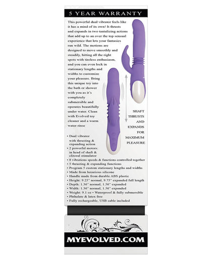 Evolved Thick &amp; Thrust Bunny Dual Stim Rechargeable - Purple
