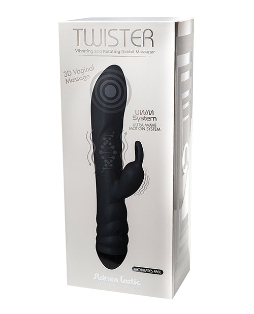 Adrien Lastic Twister Clitoral Sucker &amp; Vibrating Rabbit - Black