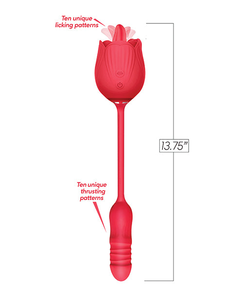 Wild Rose Licking &amp; Thrusting Vibrator - Red