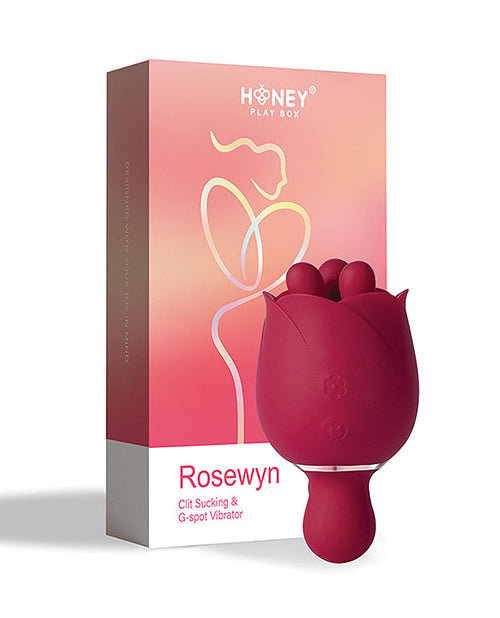 Rosewyn Rotating Rose Toy Vibrator &amp; Pinpoint Stimulator - Red