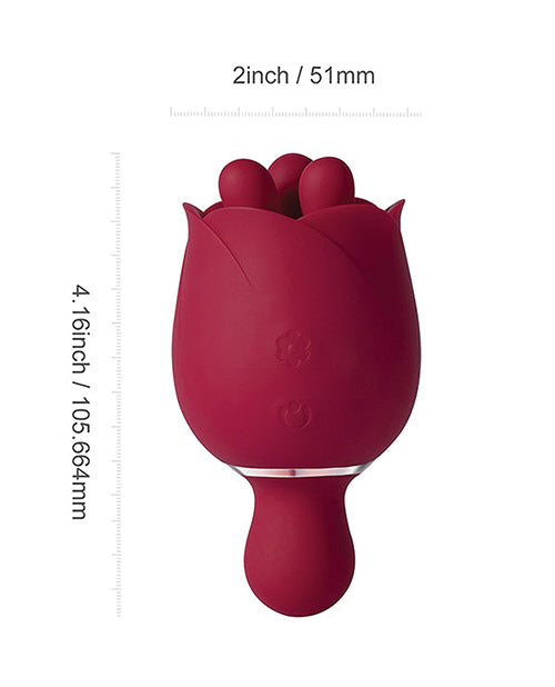 Rosewyn Rotating Rose Toy Vibrator &amp; Pinpoint Stimulator - Red