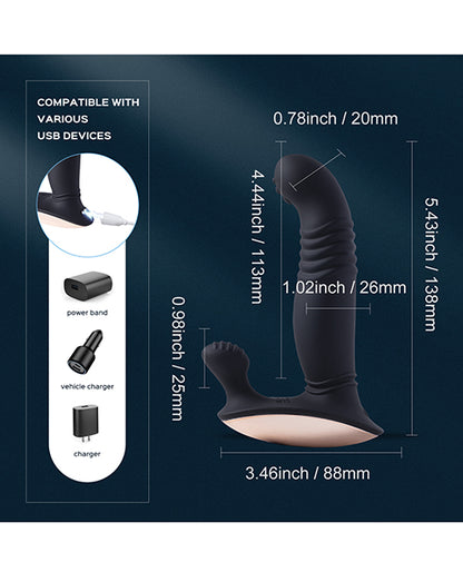 Royal Thrusting Vibrating Prostate &amp; Perineum Massager - Black