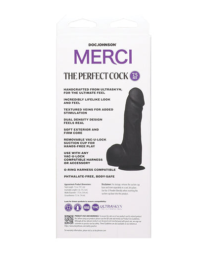 Merci The Perfect Cock 7.5" Vac-U-Lock Suction Cup - Black