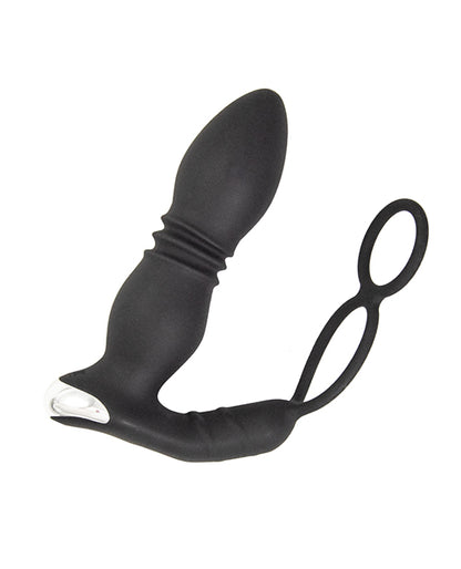 Ass-station Remote Prostate Power Plug w/Cock &amp; Ball Ring - Black
