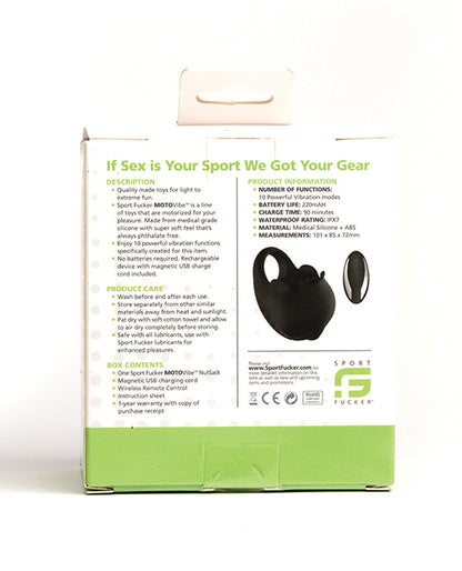 NO ETA Sport Fucker Motovibe NutSack Vibe w/Remote - Black